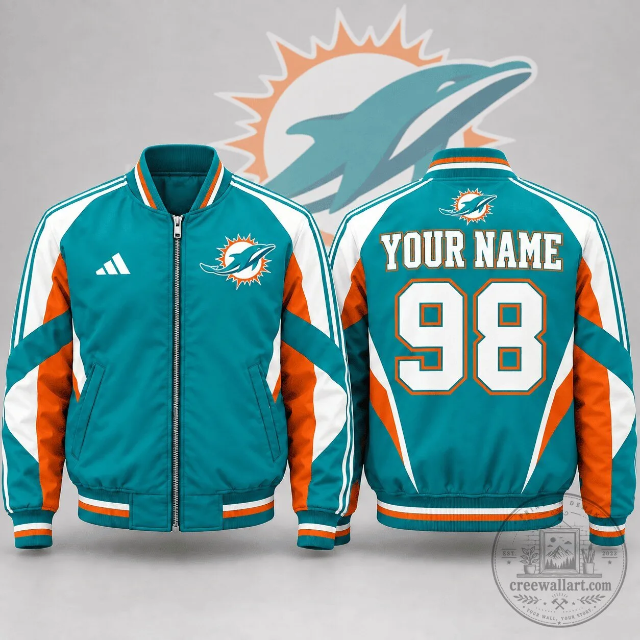 Miami Dolphins NFL Personalized Bomber Jacket Custom Name And Number