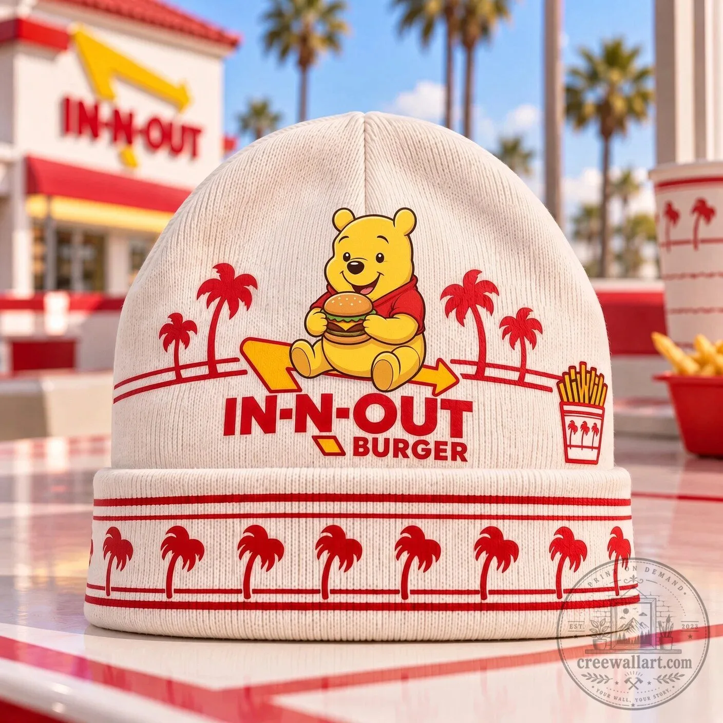 Winnie The Pooh In-N-Out Burger Palm Tree Beanie Hat