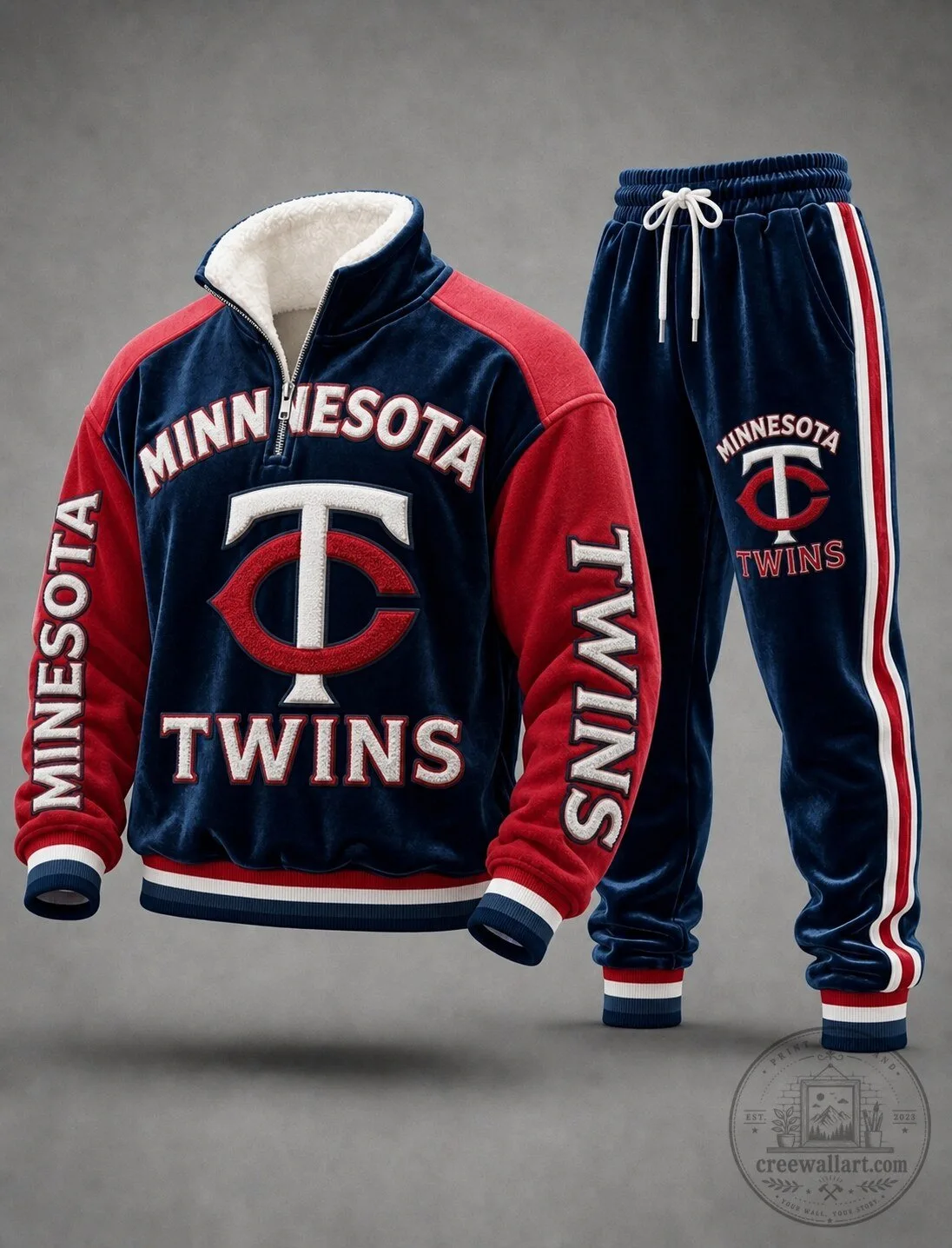 Minnesota Twins Baseball Team Quarter-Zip Fleece Tracksuit Set 1 Minnesota Twins Baseball Team Quarter-Zip Fleece Tracksuit Set