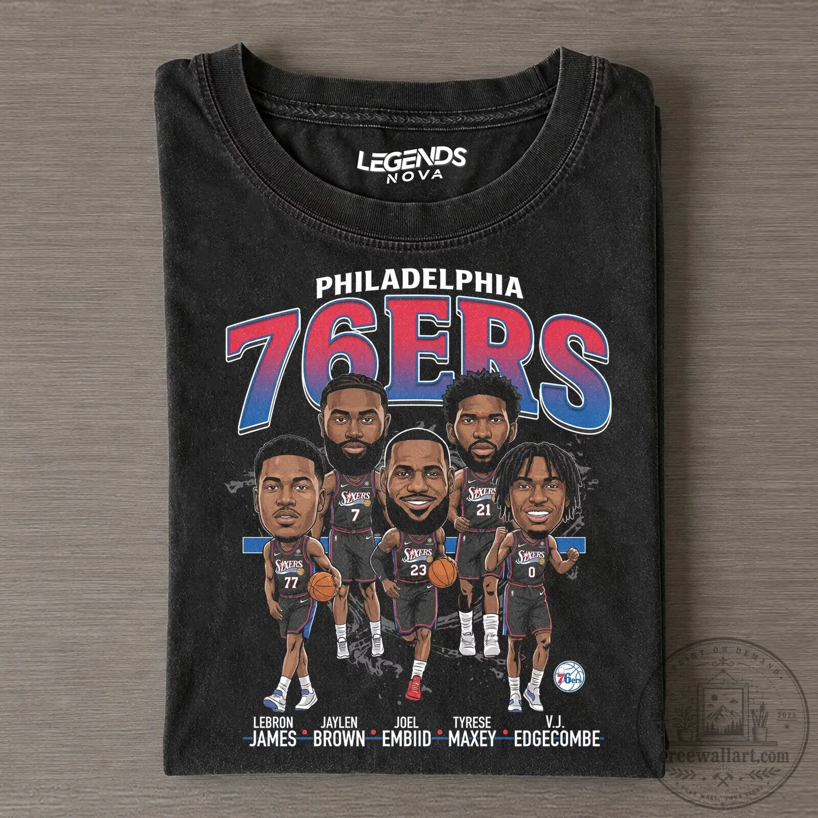 Philadelphia 76ers Basketball Team Caricature T-Shirt