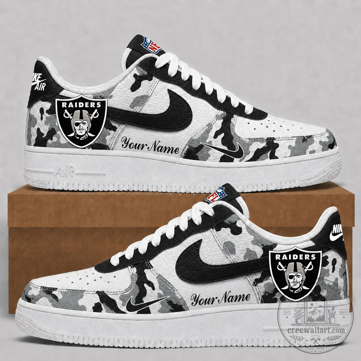 Las Vegas Raiders NFL Team Camouflage Pattern Custom Low Top Shoes