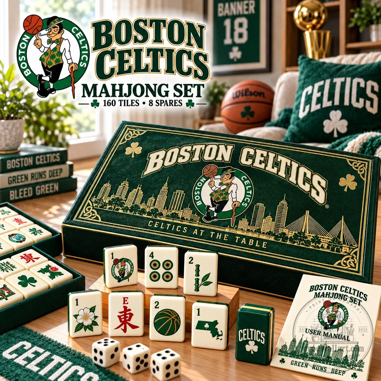 Boston Celtics Mahjong Set Game Night Edition