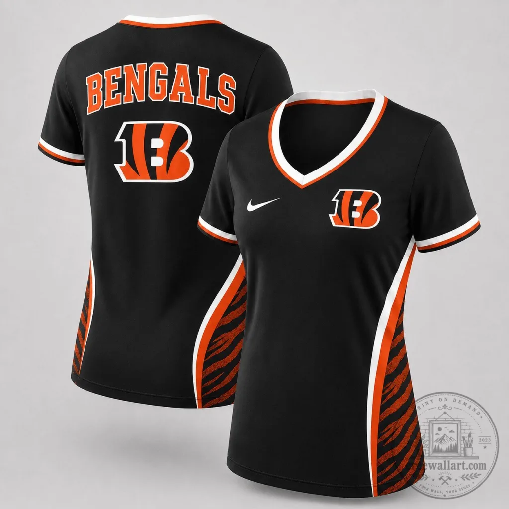 Cincinnati Bengals NFL Football Fan Performance Women's V-Neck T-Shirt Cincinnati Bengals NFL Football Fan Performance Women's V-Neck T-Shirt