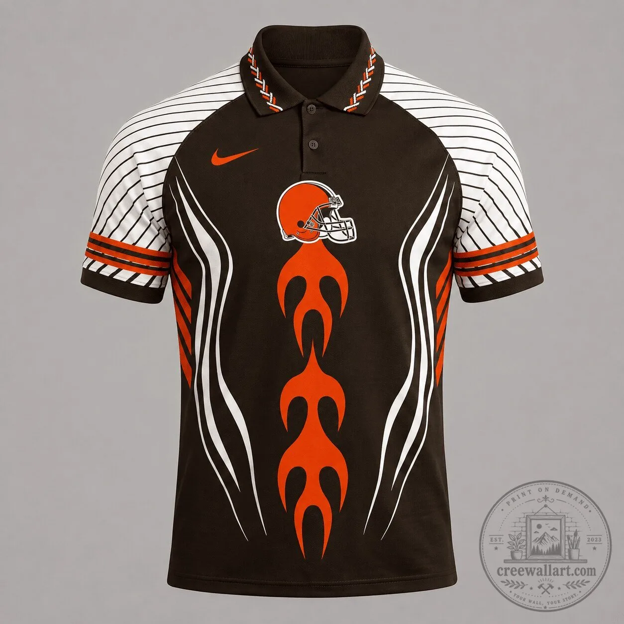 Cleveland Browns NFL Flame Stripe Athletic Polo Shirt for Men