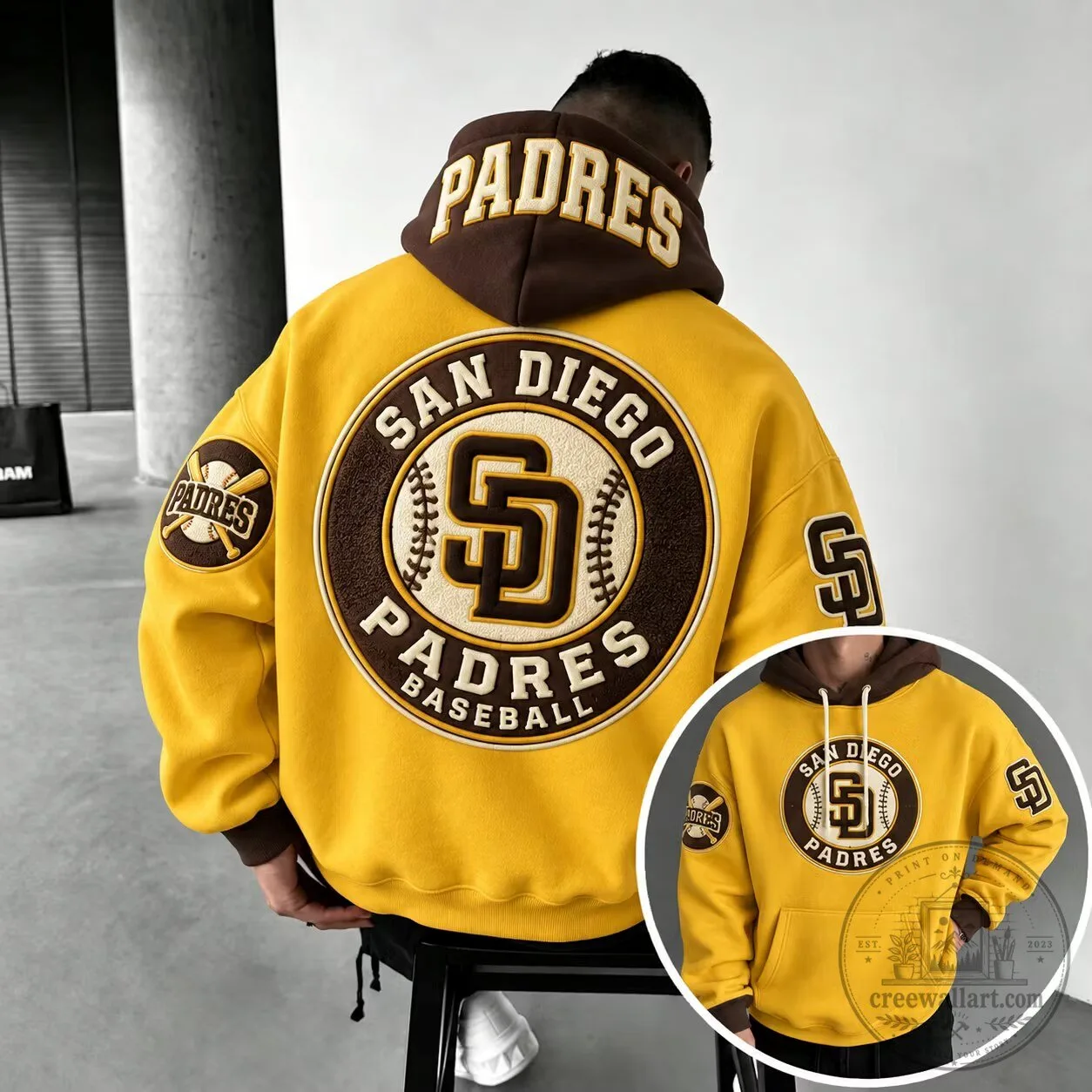 San Diego Padres Baseball Team Logo Yellow Oversized Hoodie