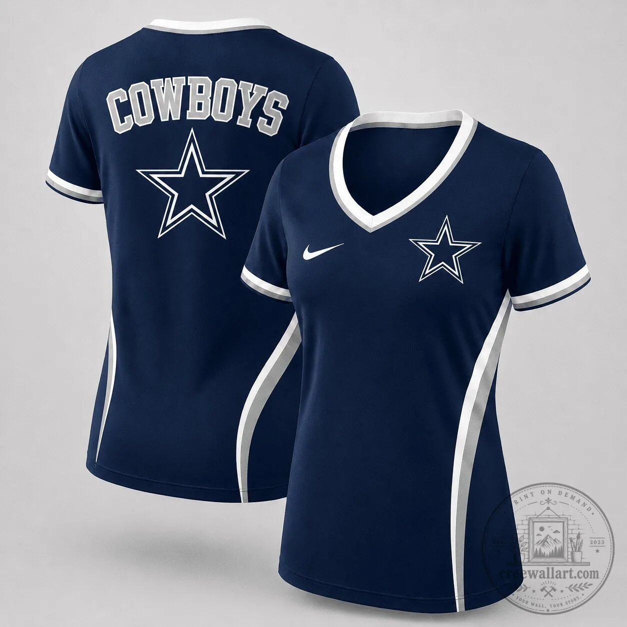 Dallas Cowboys NFL Fan Shirt Women's V-Neck Performance T-Shirt 1 Dallas Cowboys NFL Fan Shirt Women