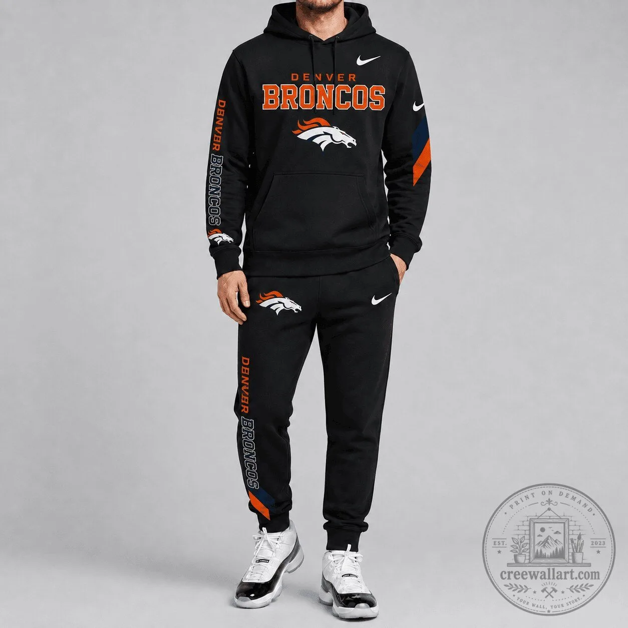 Denver Broncos National Football League Black Hoodie and Jogger Pants Set