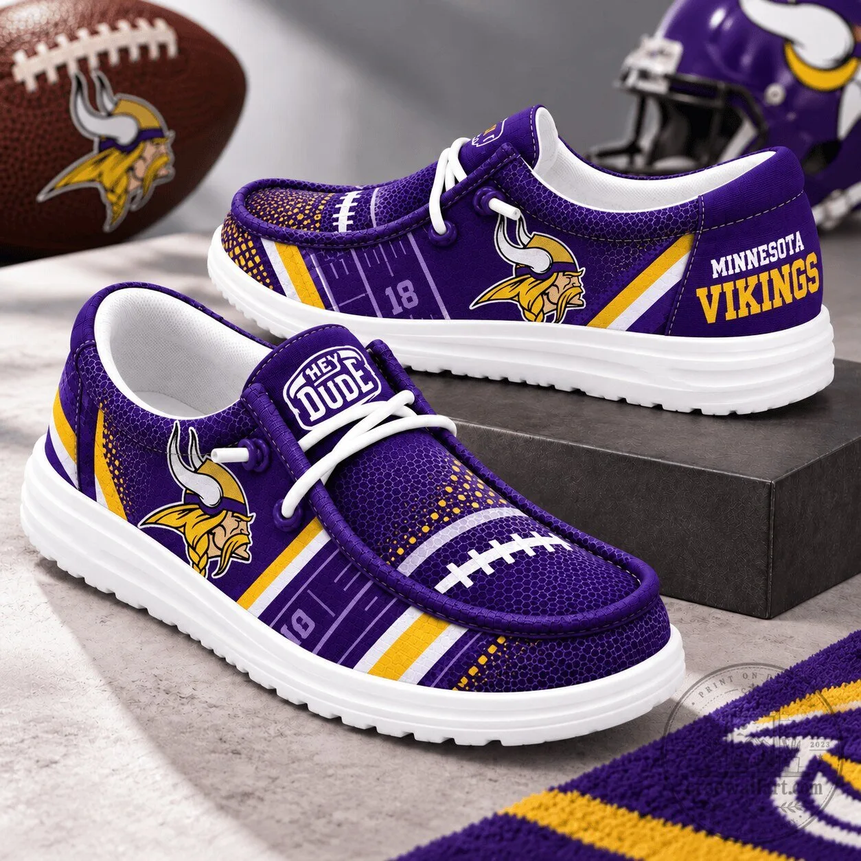 Minnesota Vikings Football Team Logo Purple and Gold Game Day Shoes