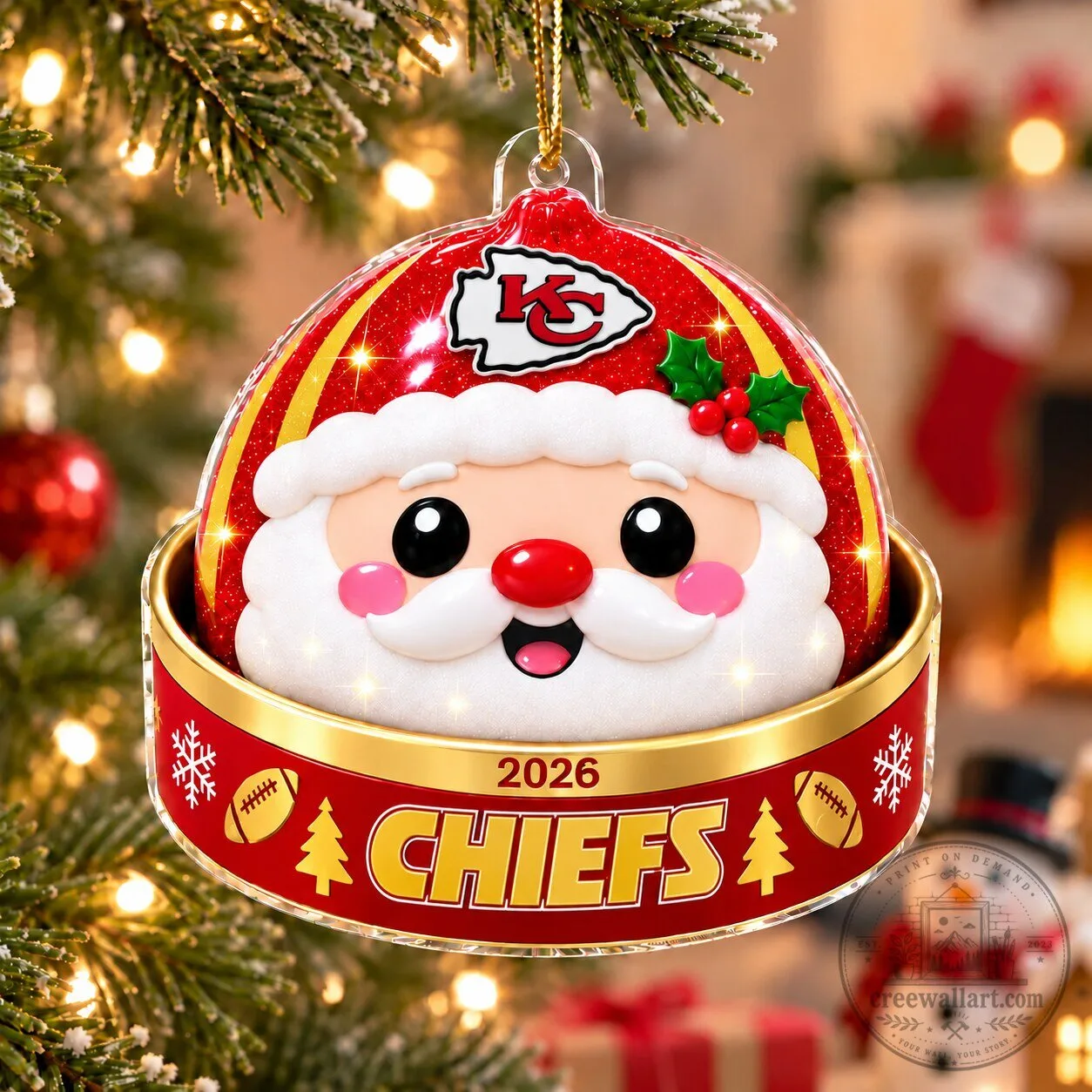 Kansas City Chiefs Santa Claus Christmas Tree Ornament