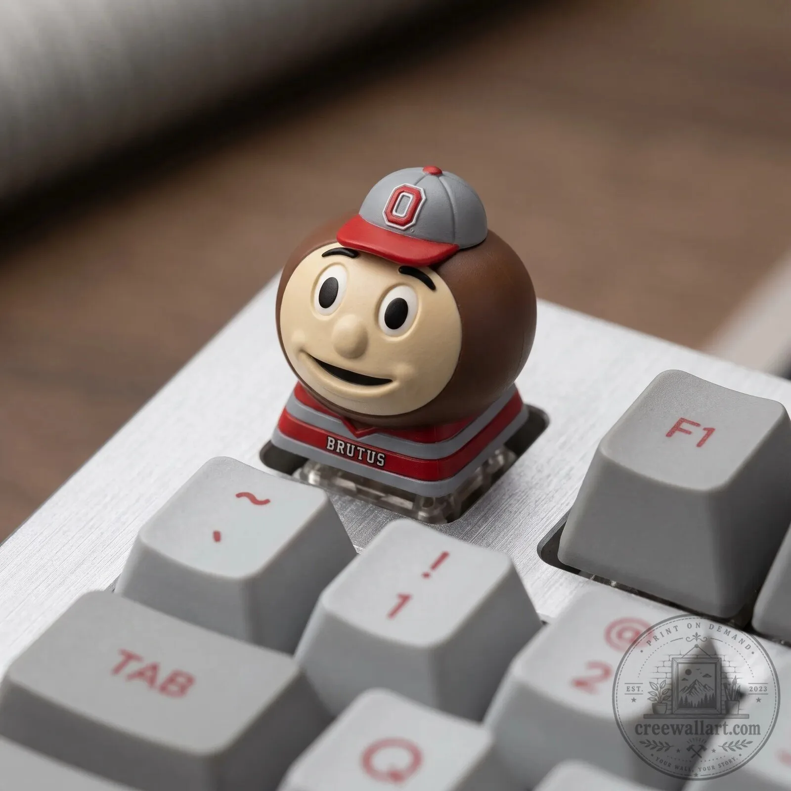 Ohio State University Brutus Buckeye Mascot Artisan Keycap for Mechanical Keyboard