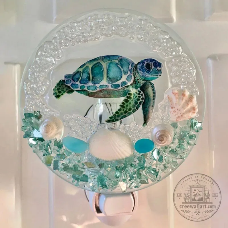 Sea Turtle Ocean Beach Seashells Decorative Night Light Plug-in