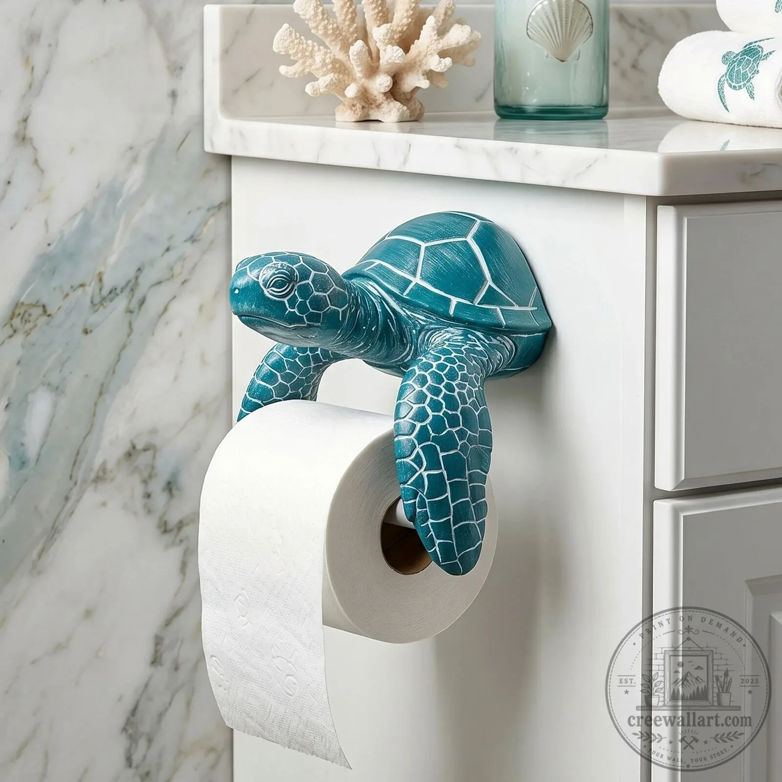 Ocean Blue Sea Turtle Bathroom Toilet Paper Holder