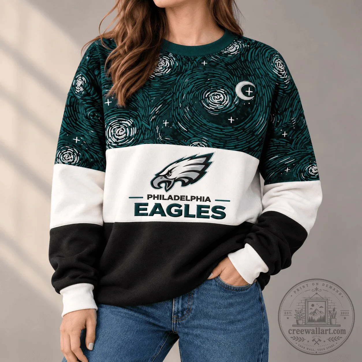 Philadelphia Eagles National Football League Team Color Starry Night Series Sweatshirt
