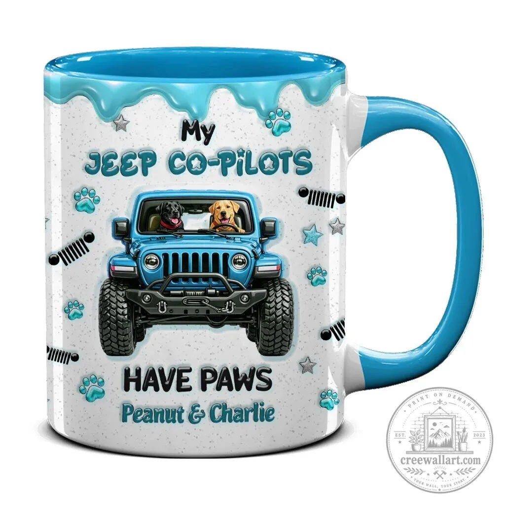 Personalized Jeep My Co-Pilots Have Paws Dog Lover Coffee Mug