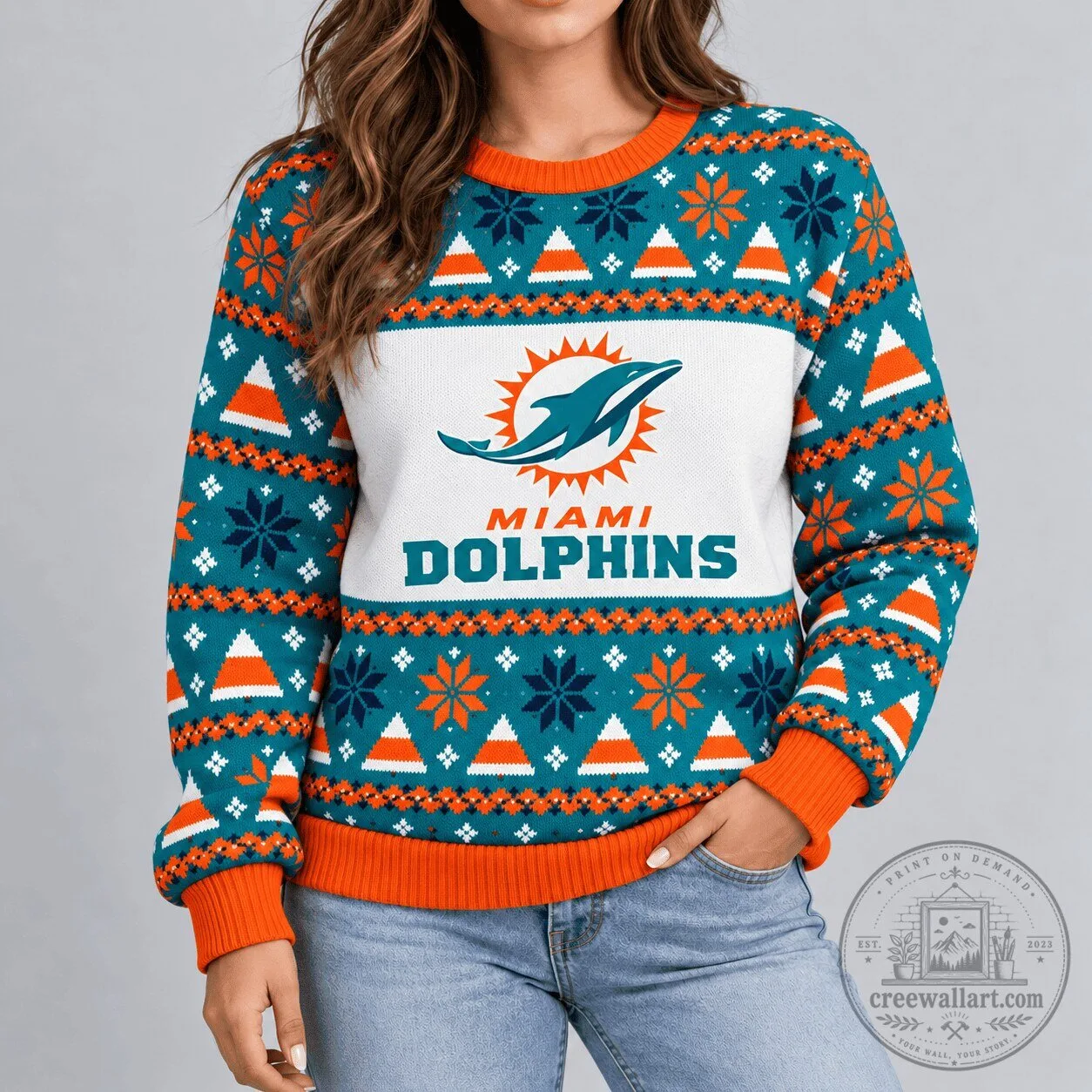 Miami Dolphins NFL Football Team Ugly Christmas Sweater for Women