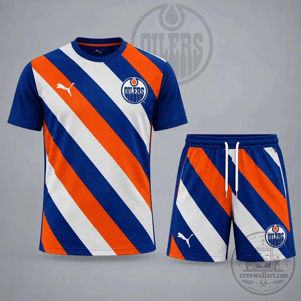 Edmonton Oilers National Hockey League Diagonal Velocity Stripe Hockey Jersey Edmonton Oilers National Hockey League Diagonal Velocity Stripe Hockey Jersey