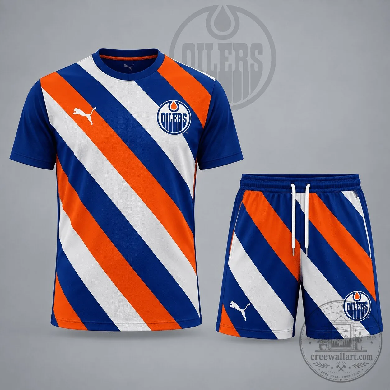 Edmonton Oilers National Hockey League Diagonal Velocity Stripe Hockey Jersey