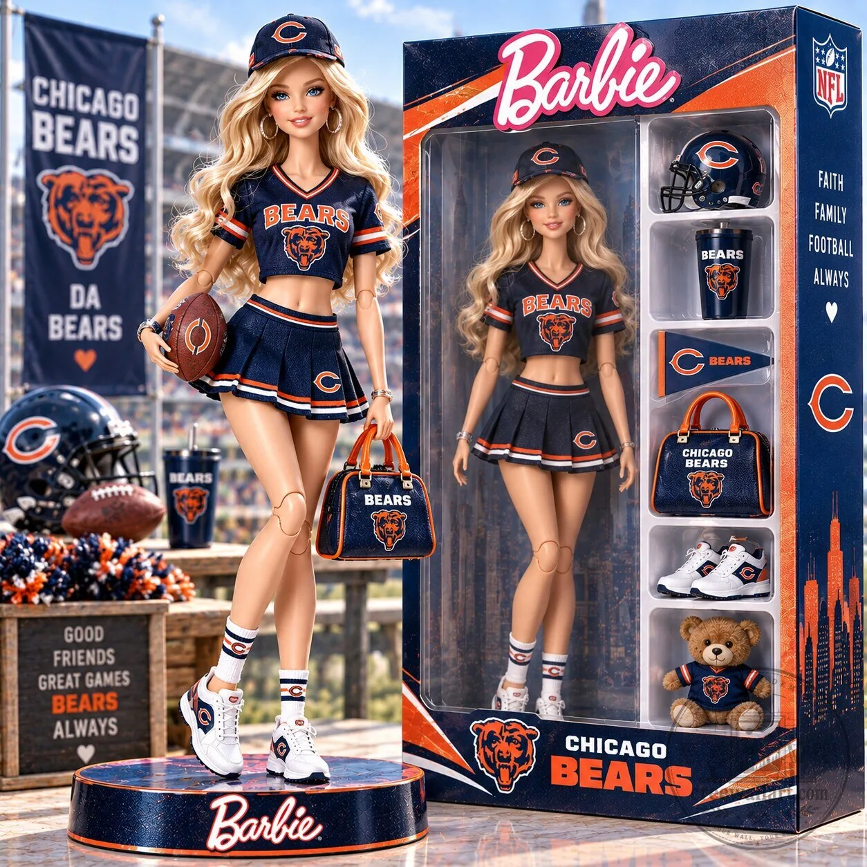 Chicago Bears Barbie Doll Commemorative National Football League Figurine
