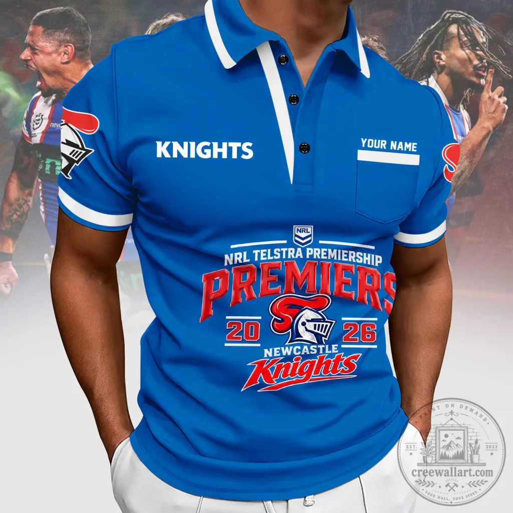 Newcastle Knights NRL Telstra Premiership Premiers 2026 Rugby Polo Shirt Newcastle Knights NRL Telstra Premiership Premiers 2026 Rugby Polo Shirt