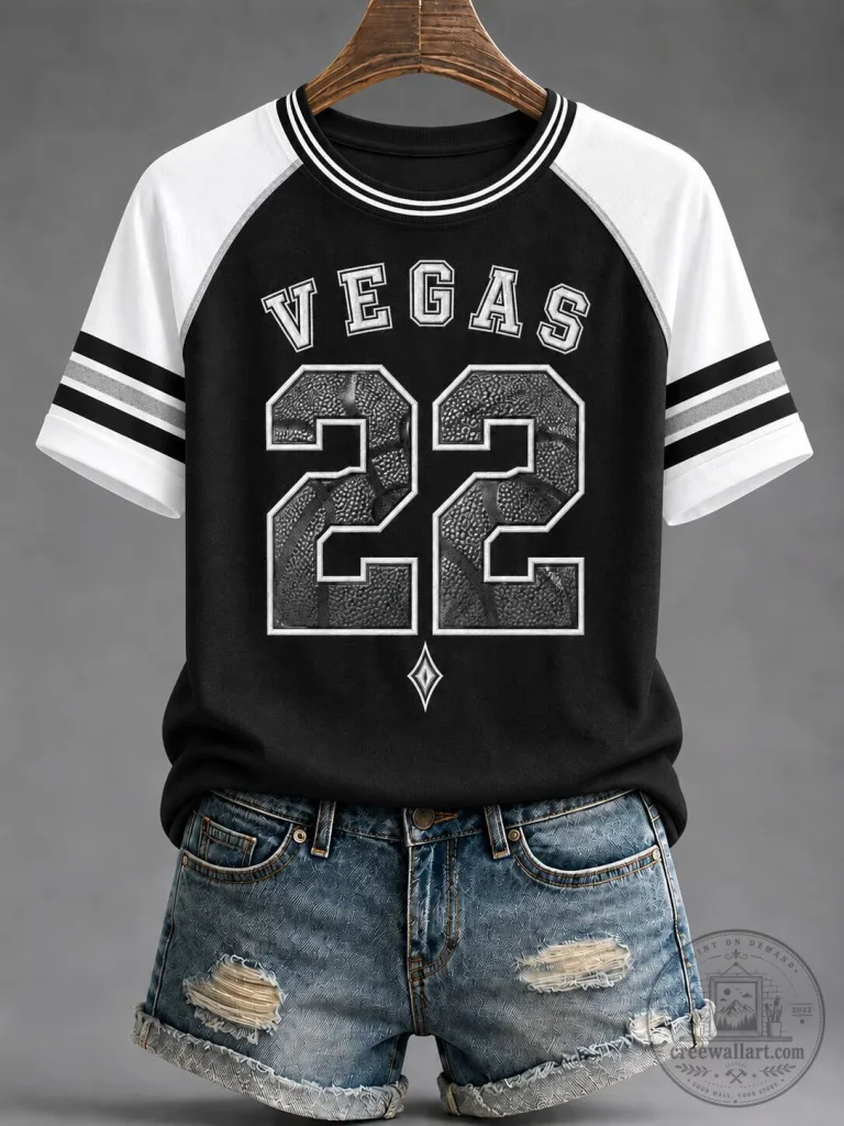 Las Vegas Basketball Number 22 Black and White Raglan T-Shirt