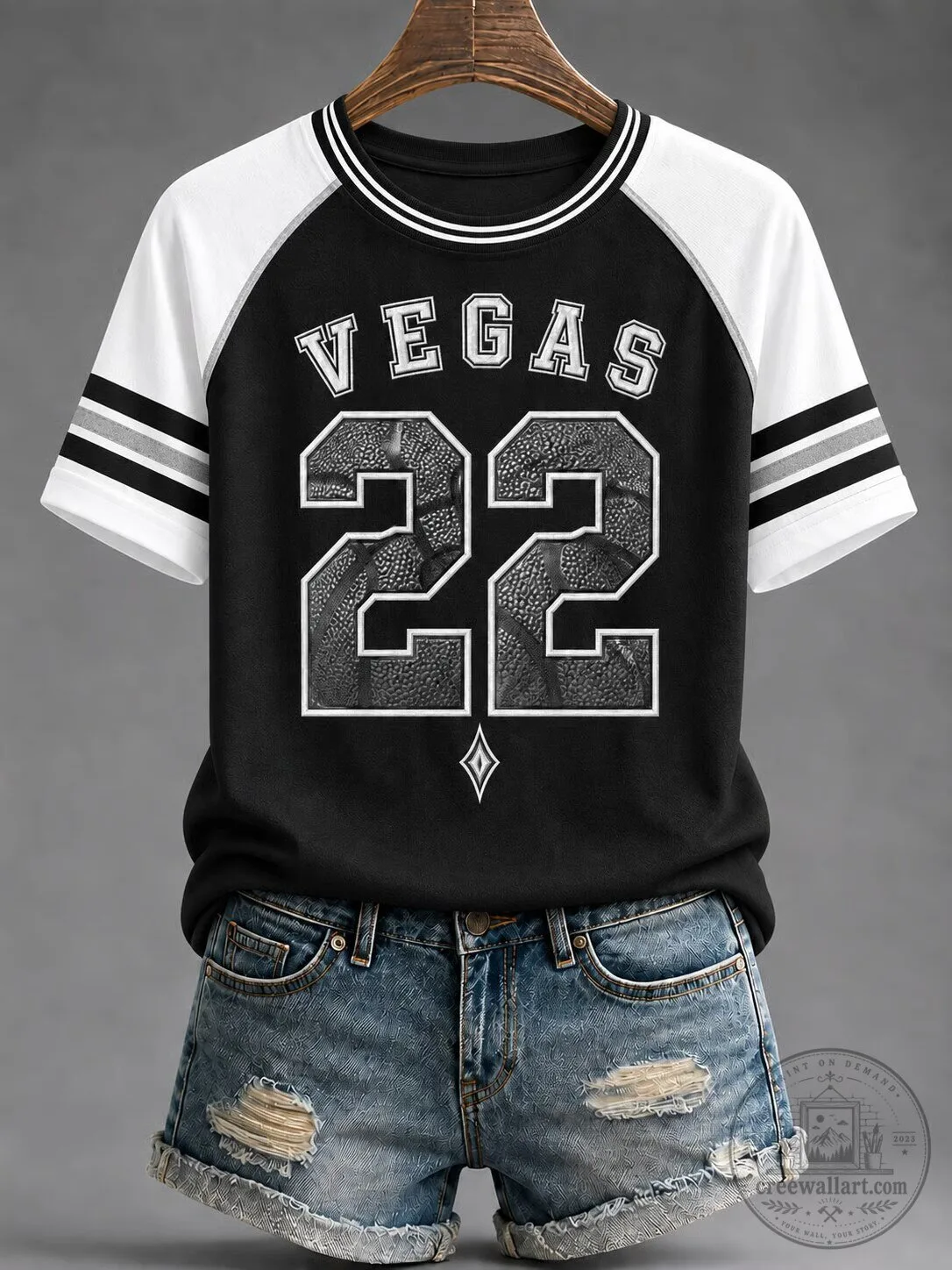 Las Vegas Basketball Number 22 Black and White Raglan T-Shirt