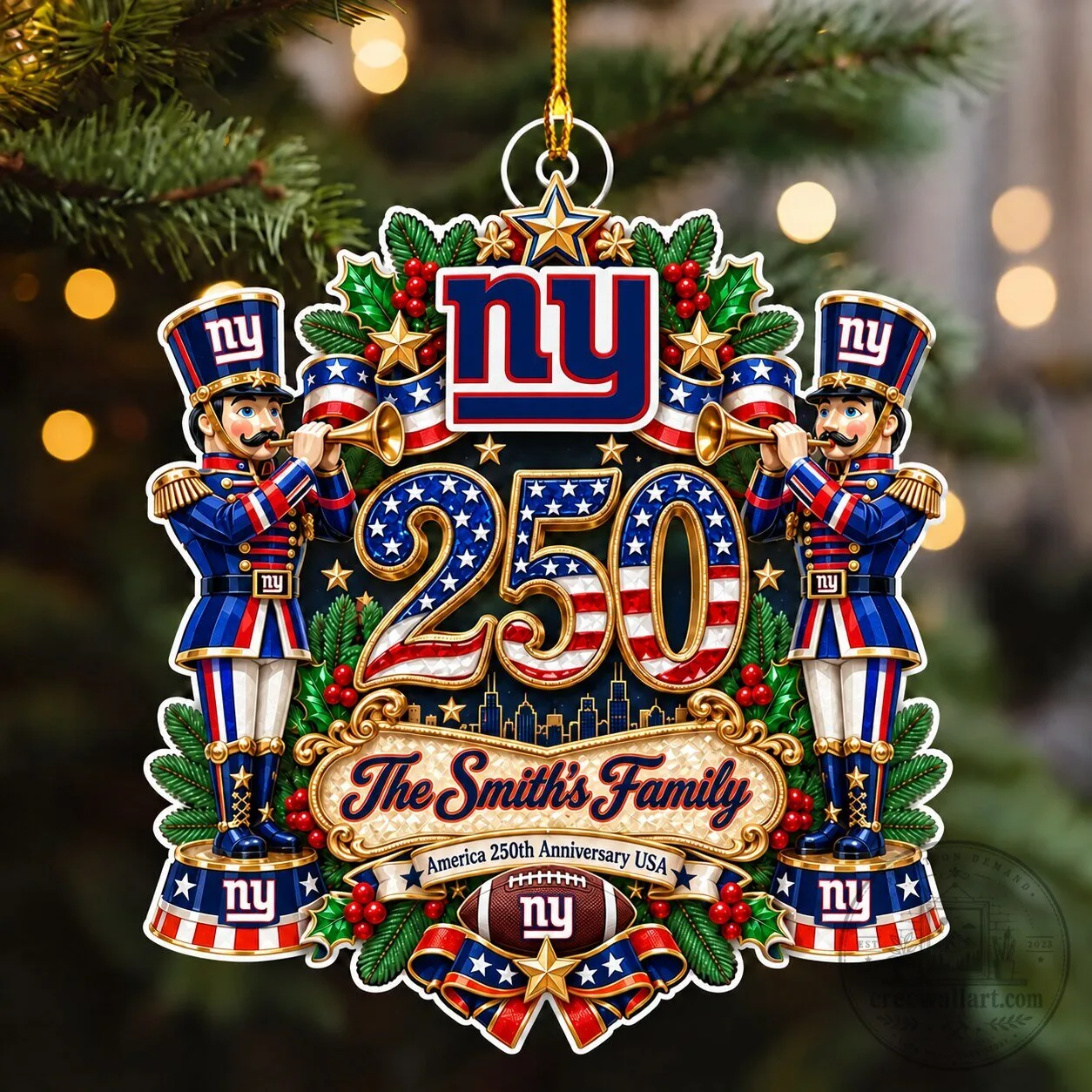 New York Giants NFL Football 250th Anniversary Christmas Ornament