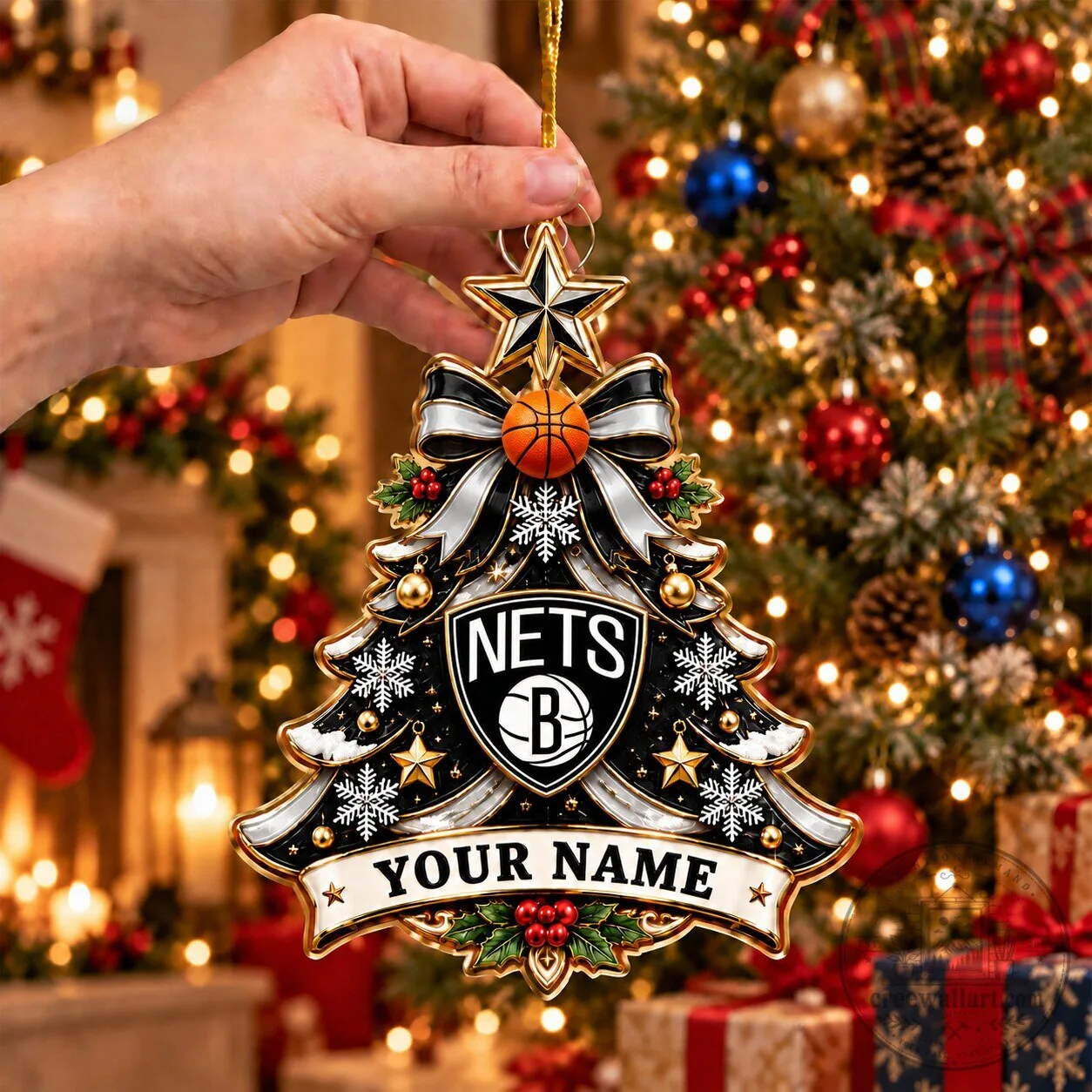 Brooklyn Nets Basketball Team Personalized Christmas Tree Ornament