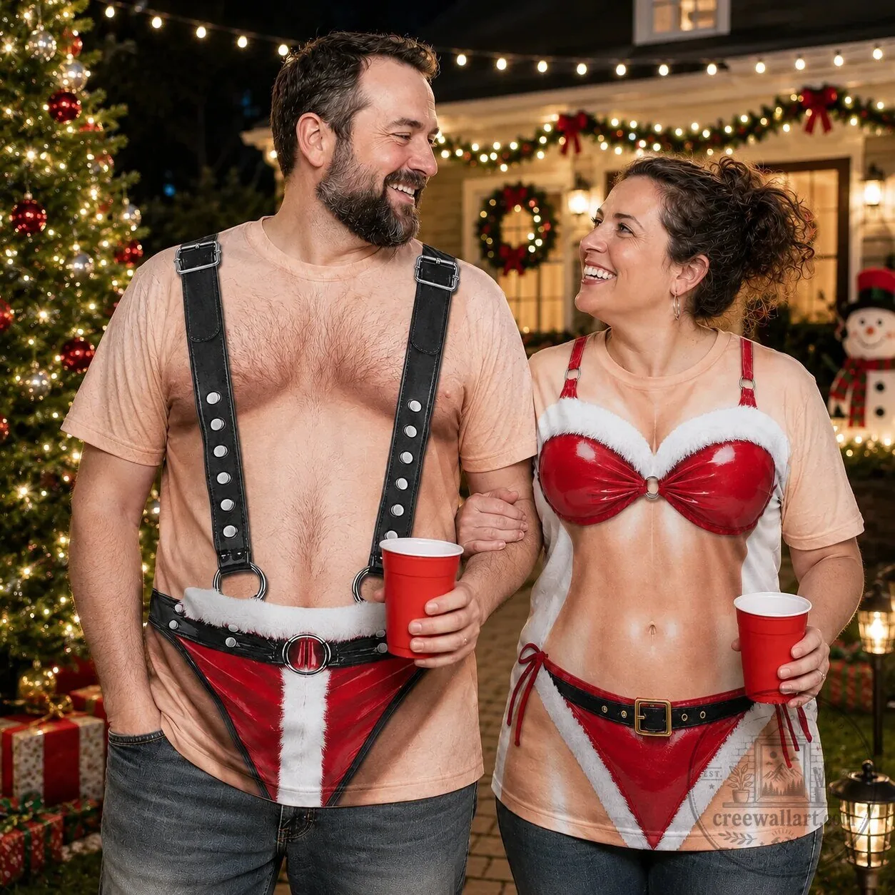 Funny Hairy Chest Christmas Bikini Costume T-Shirt