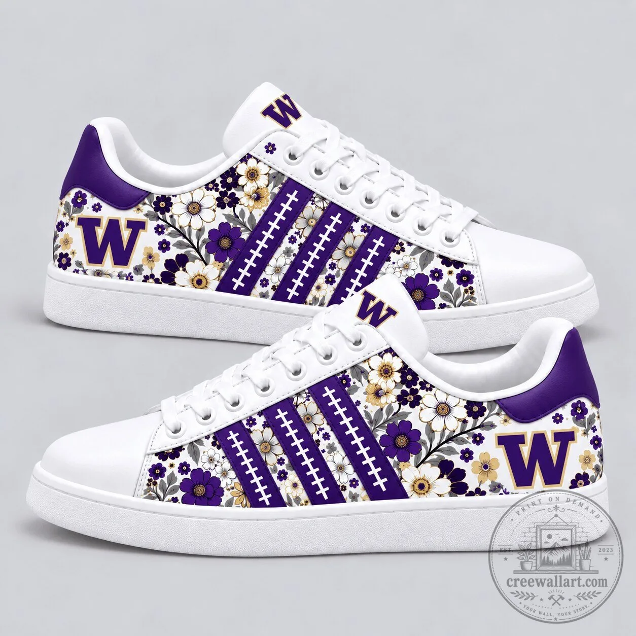 Washington Huskies Floral Pattern Team Spirit Sneakers