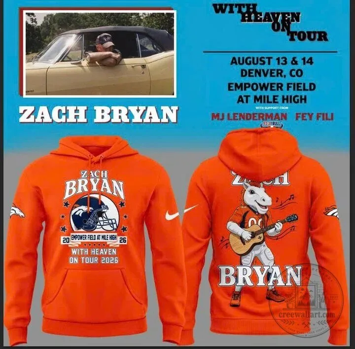 Zach Bryan Denver Broncos Empower Field Concert Tour Hoodie