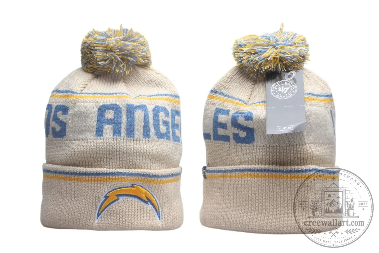 Los Angeles Chargers Football Team Pom Pom Beanie Knit Hat 1 Los Angeles Chargers Football Team Pom Pom Beanie Knit Hat