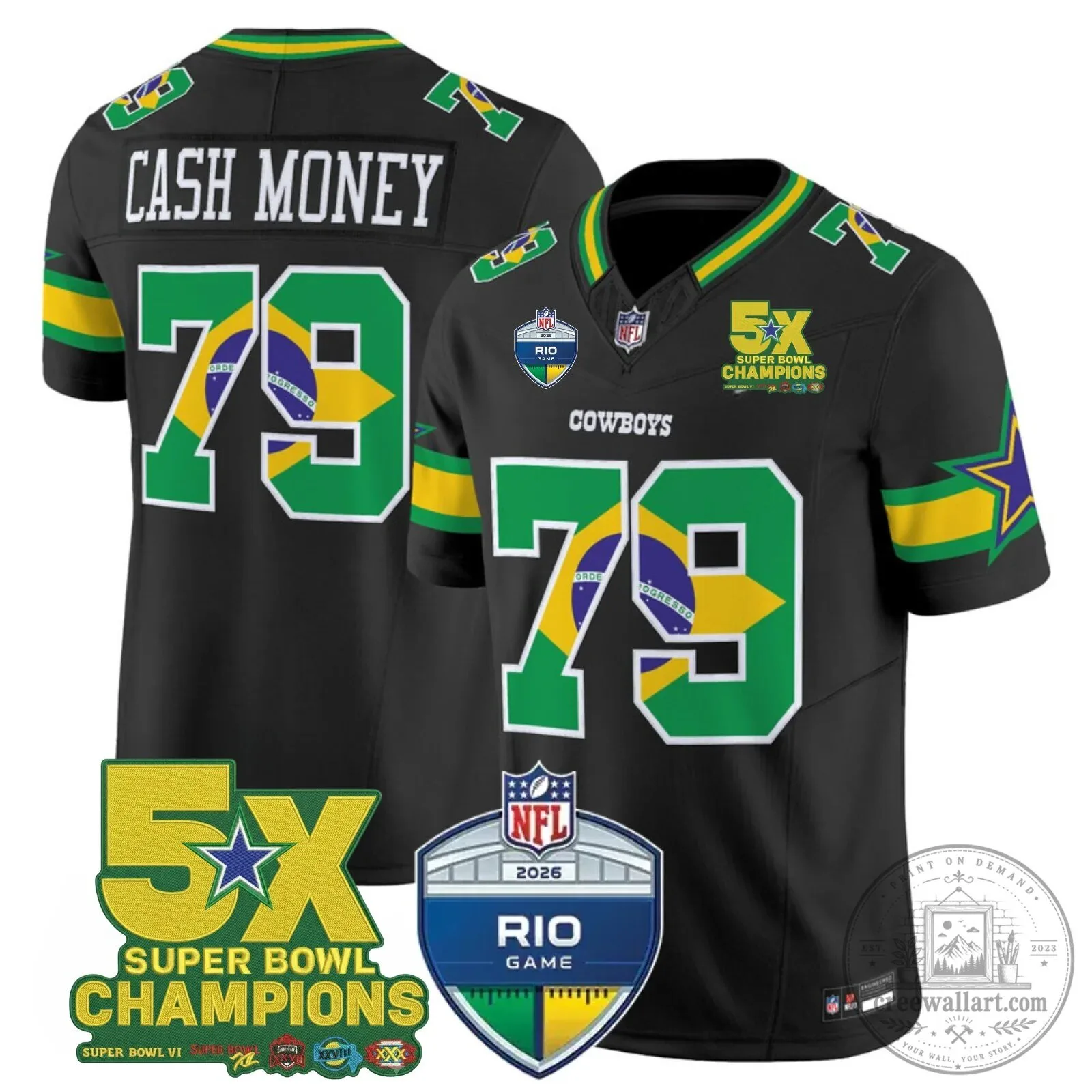 Dallas Cowboys 5X Super Bowl Champions 2026 Rio Game Football Jersey 9 Dallas Cowboys 5X Super Bowl Champions 2026 Rio Game Football Jersey