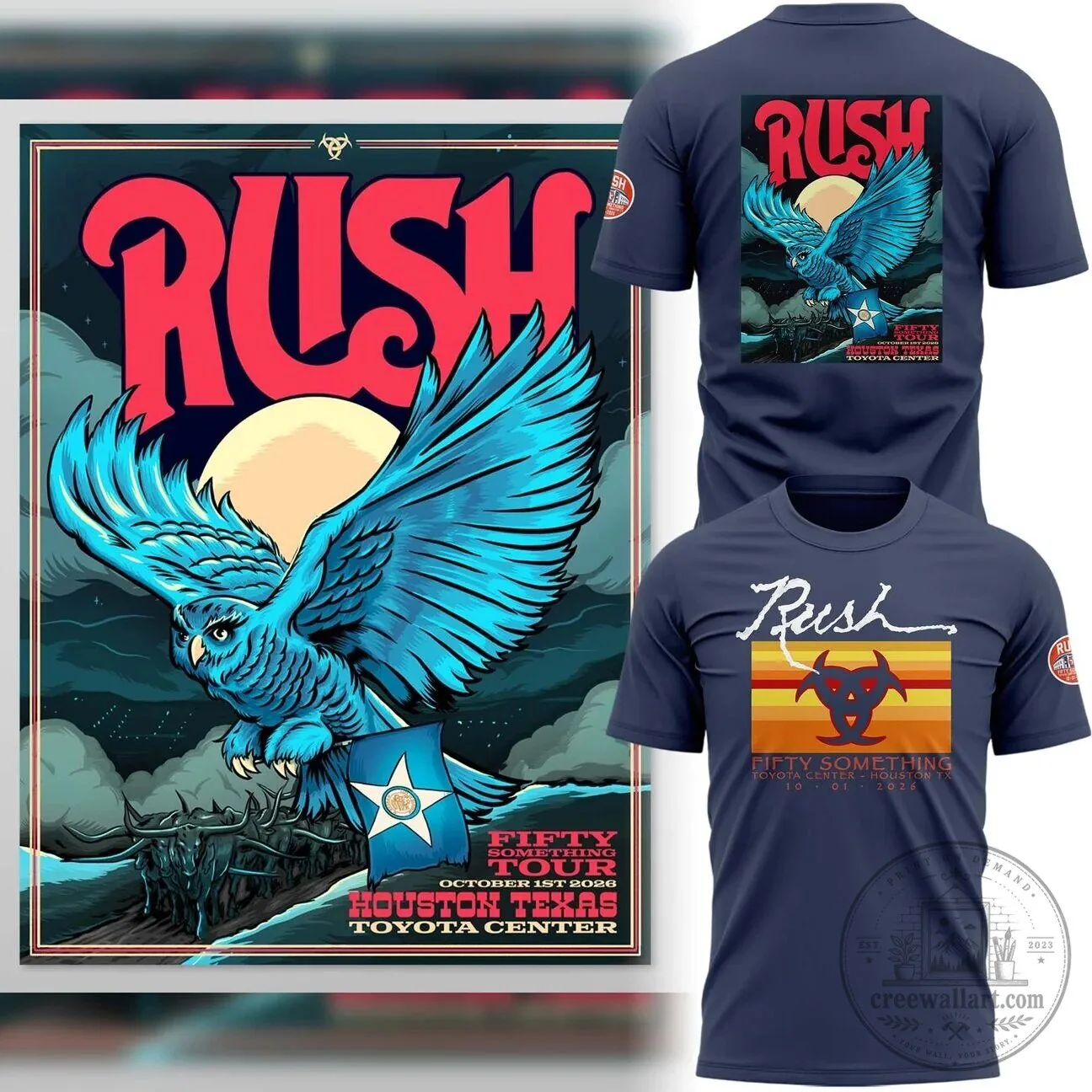 Rush Band Fifty Something Tour Houston Texas Concert T-Shirt