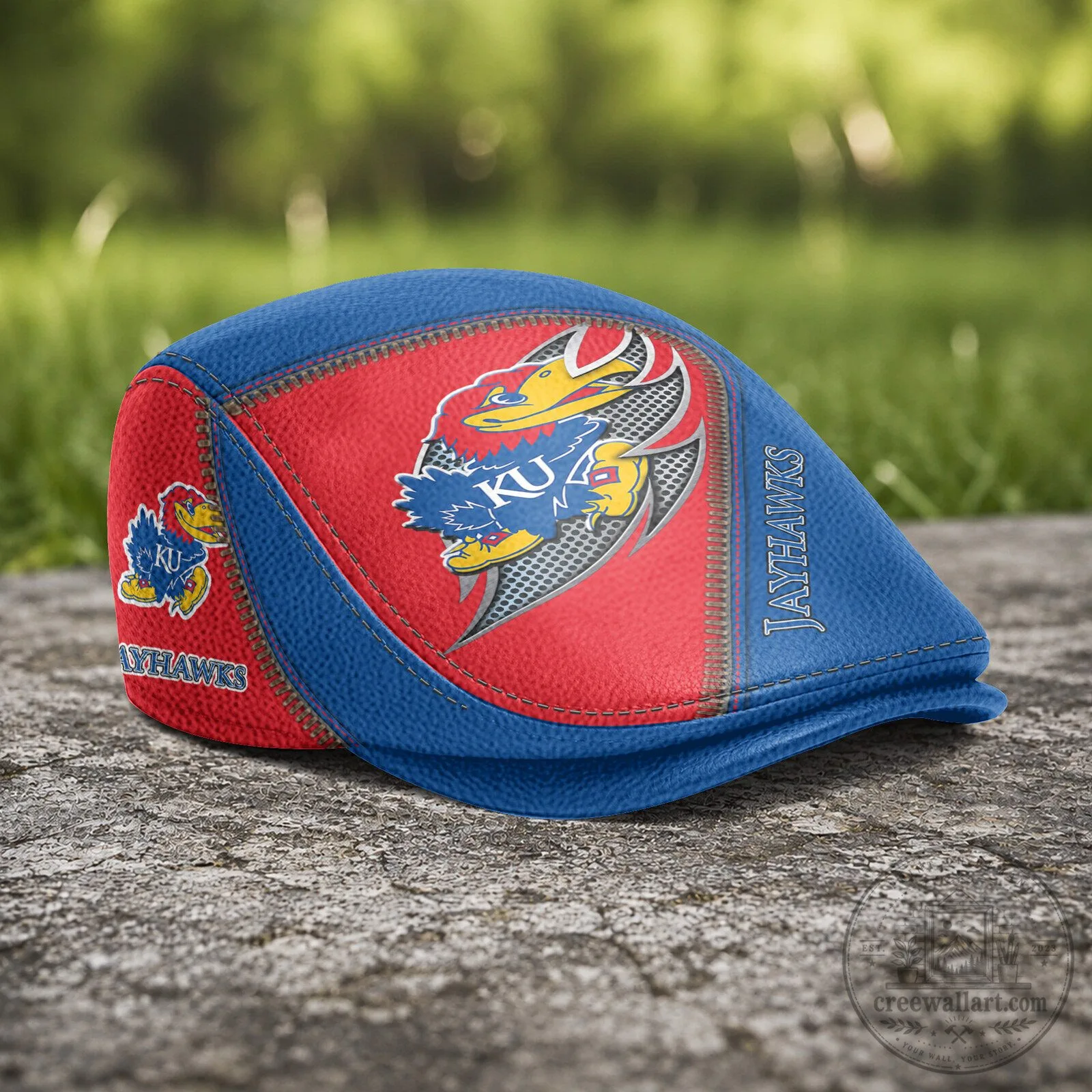 Kansas Jayhawks NCAA Team Logo Blue And Red Flat Cap Hat
