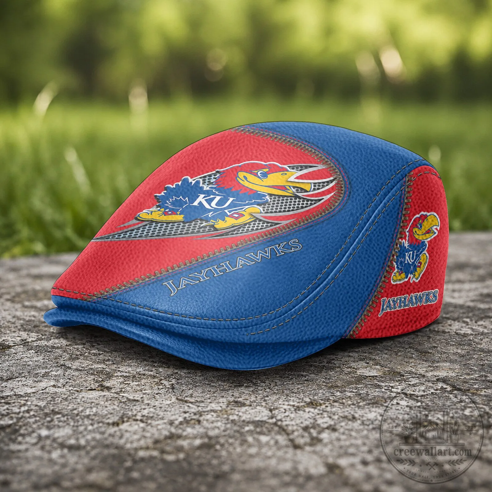 Kansas Jayhawks NCAA Team Logo Blue And Red Flat Cap Hat 5 Kansas Jayhawks NCAA Team Logo Blue And Red Flat Cap Hat