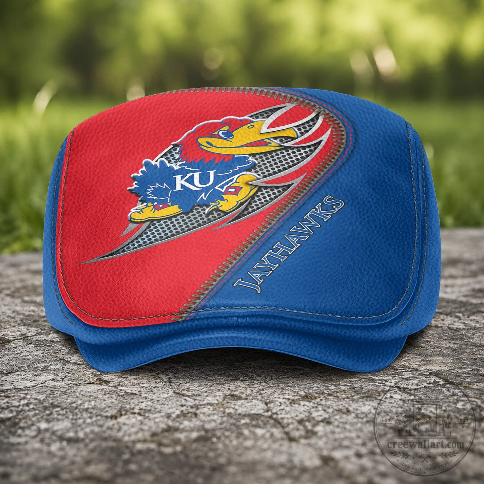 Kansas Jayhawks NCAA Team Logo Blue And Red Flat Cap Hat 6 Kansas Jayhawks NCAA Team Logo Blue And Red Flat Cap Hat