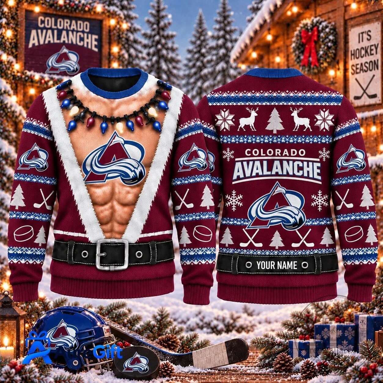 Colorado Avalanche National Hockey League Christmas Kickoff Personalized Ugly Sweater