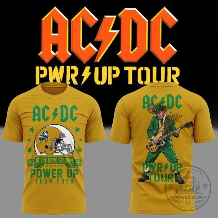 2026 Concert T-Shirt for Notre Dame Football – AC/DC Power Up Tour Edition