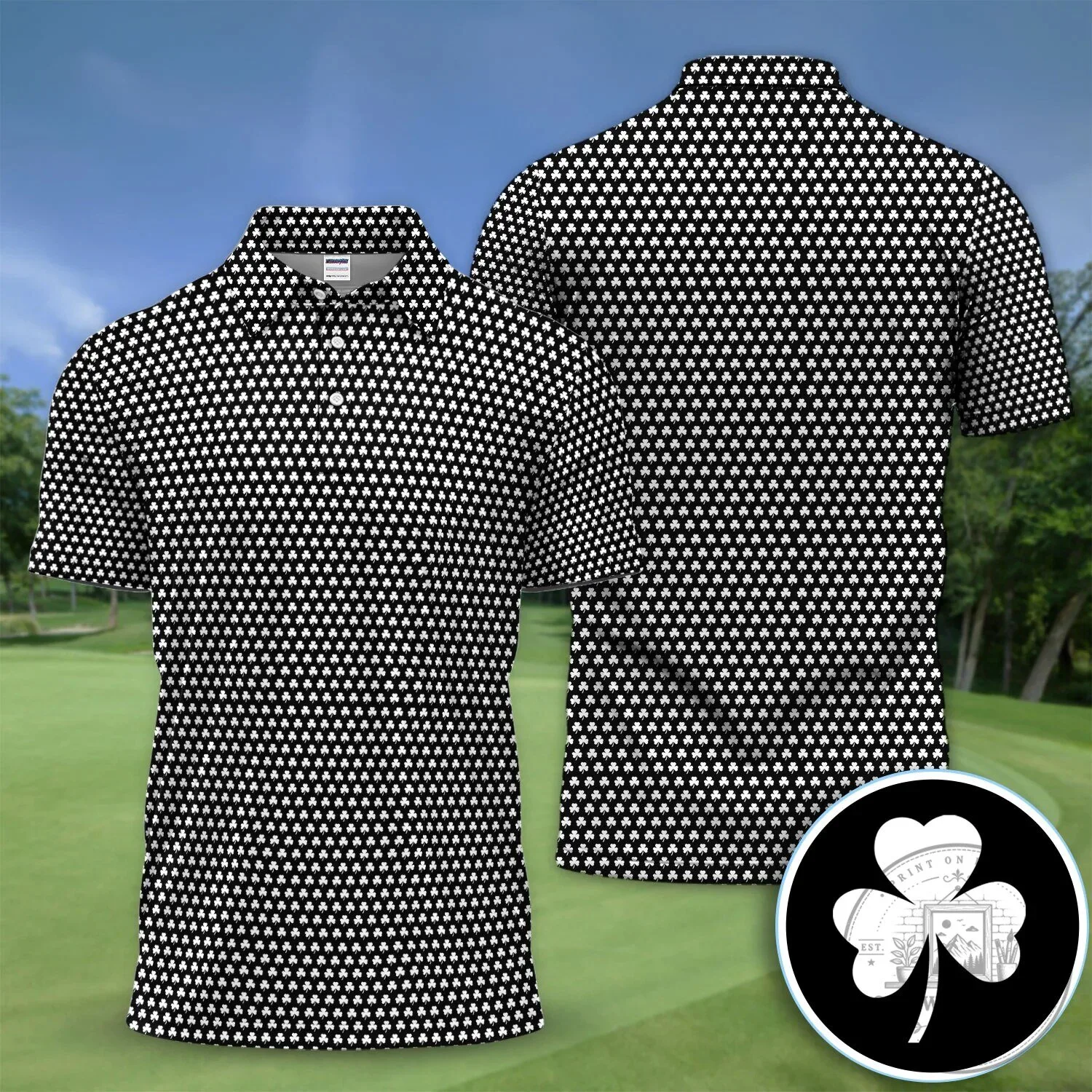 Black Clover Golf Polo Shirt for Men St Patricks Day 29 Black Clover Golf Polo Shirt for Men St Patricks Day