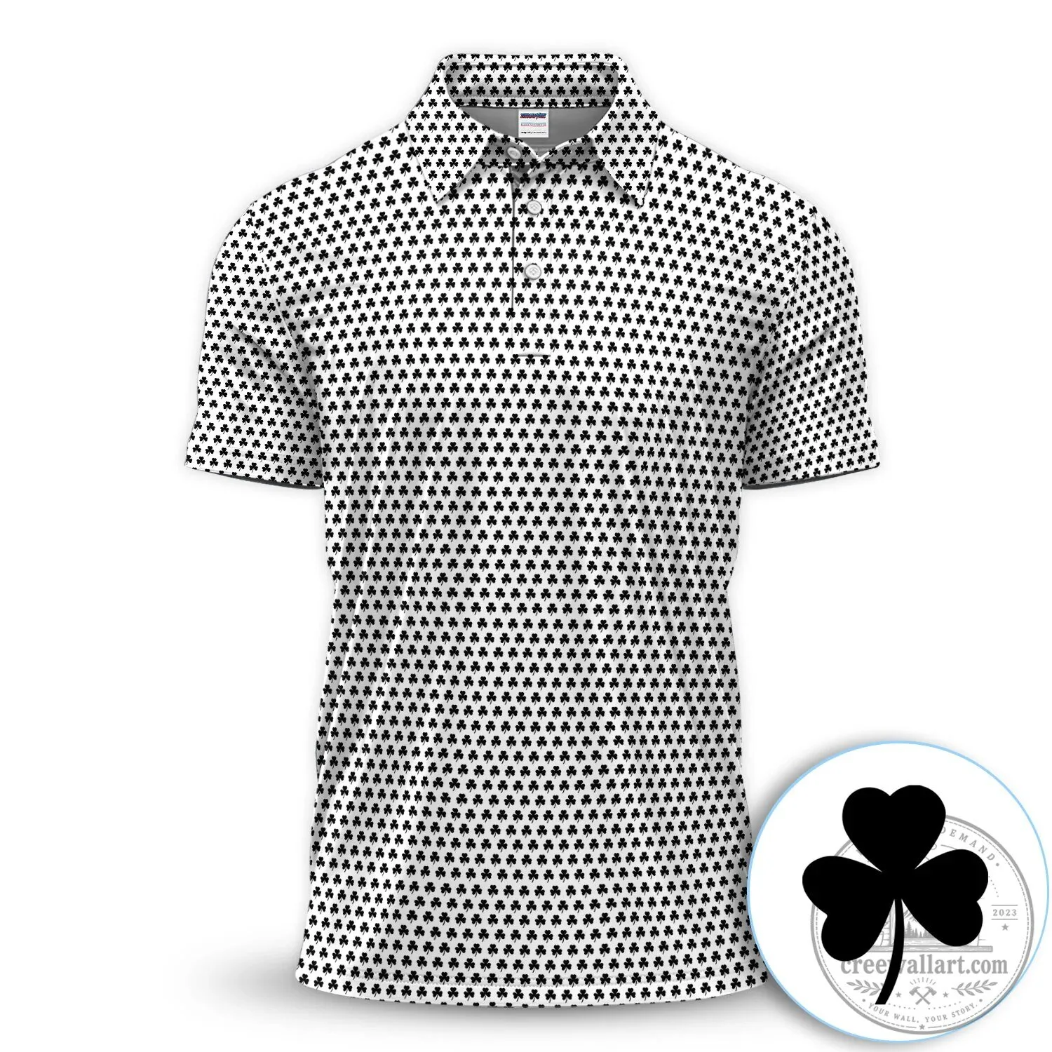 Black Clover Golf Polo Shirt for Men St Patricks Day 39 Black Clover Golf Polo Shirt for Men St Patricks Day