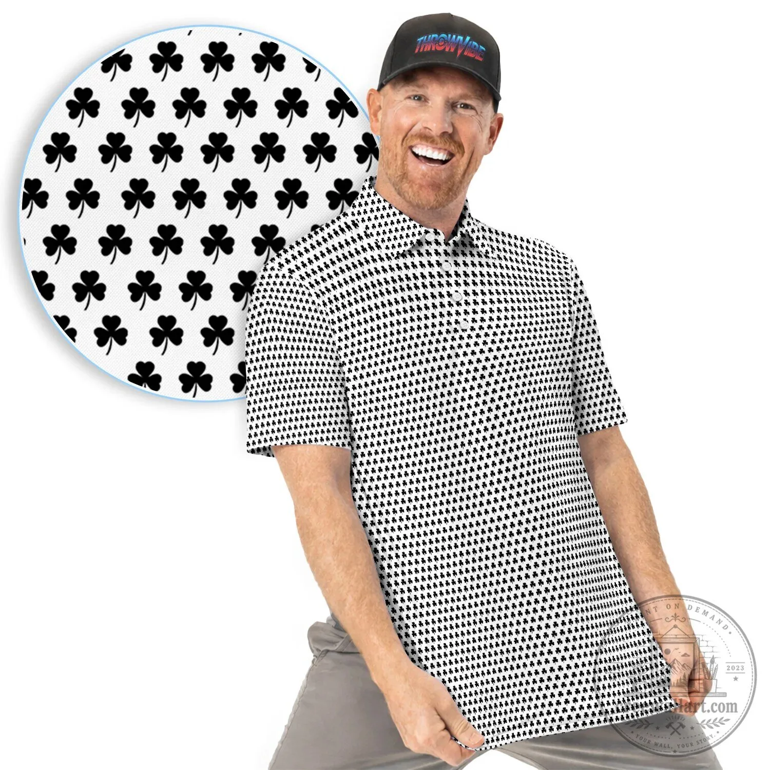 Black Clover Golf Polo Shirt for Men St Patricks Day 44 Black Clover Golf Polo Shirt for Men St Patricks Day