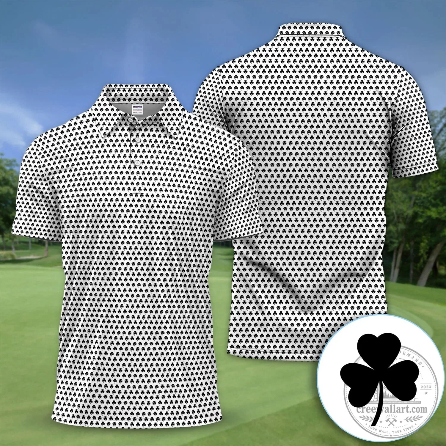 Black Clover Golf Polo Shirt for Men St Patricks Day 45 Black Clover Golf Polo Shirt for Men St Patricks Day