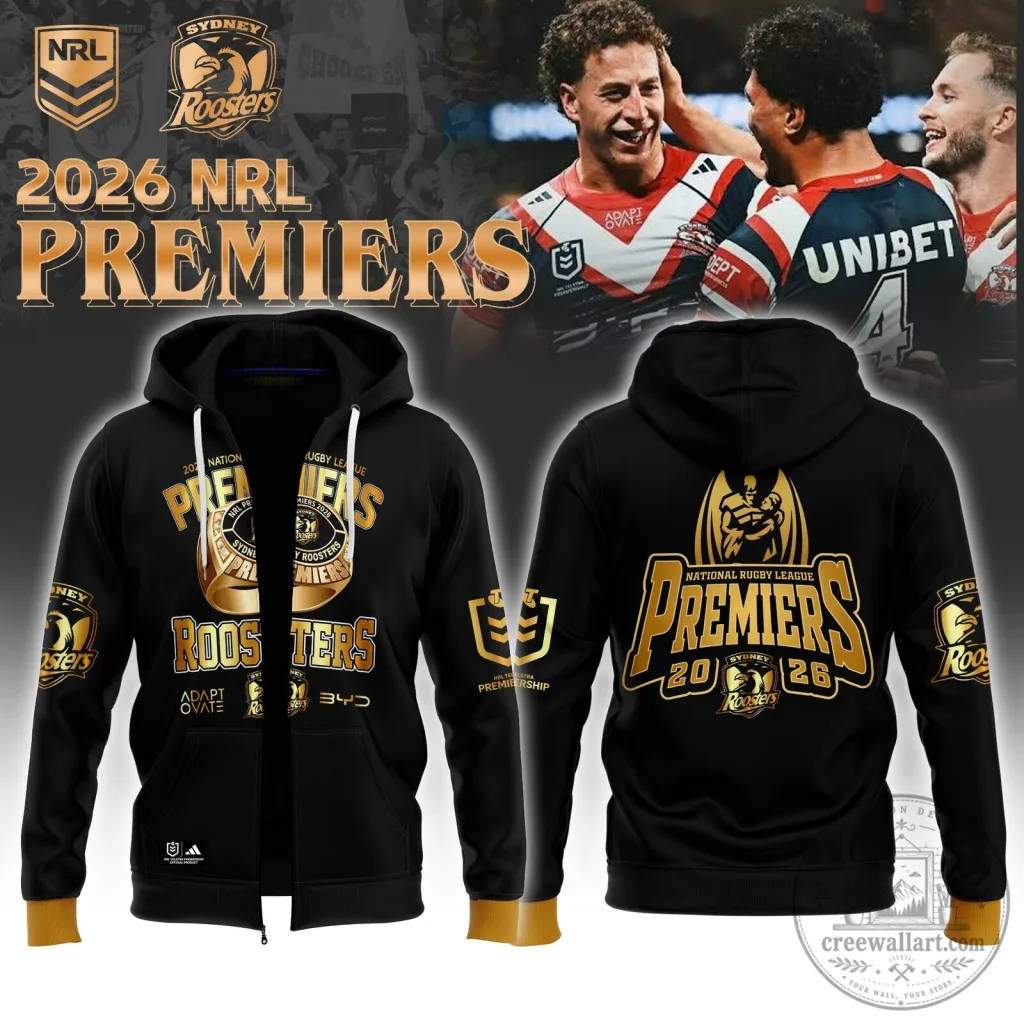 Sydney Roosters 2026 National Rugby League Premiers Gold Full-Zip Hoodie Sydney Roosters 2026 National Rugby League Premiers Gold Full-Zip Hoodie