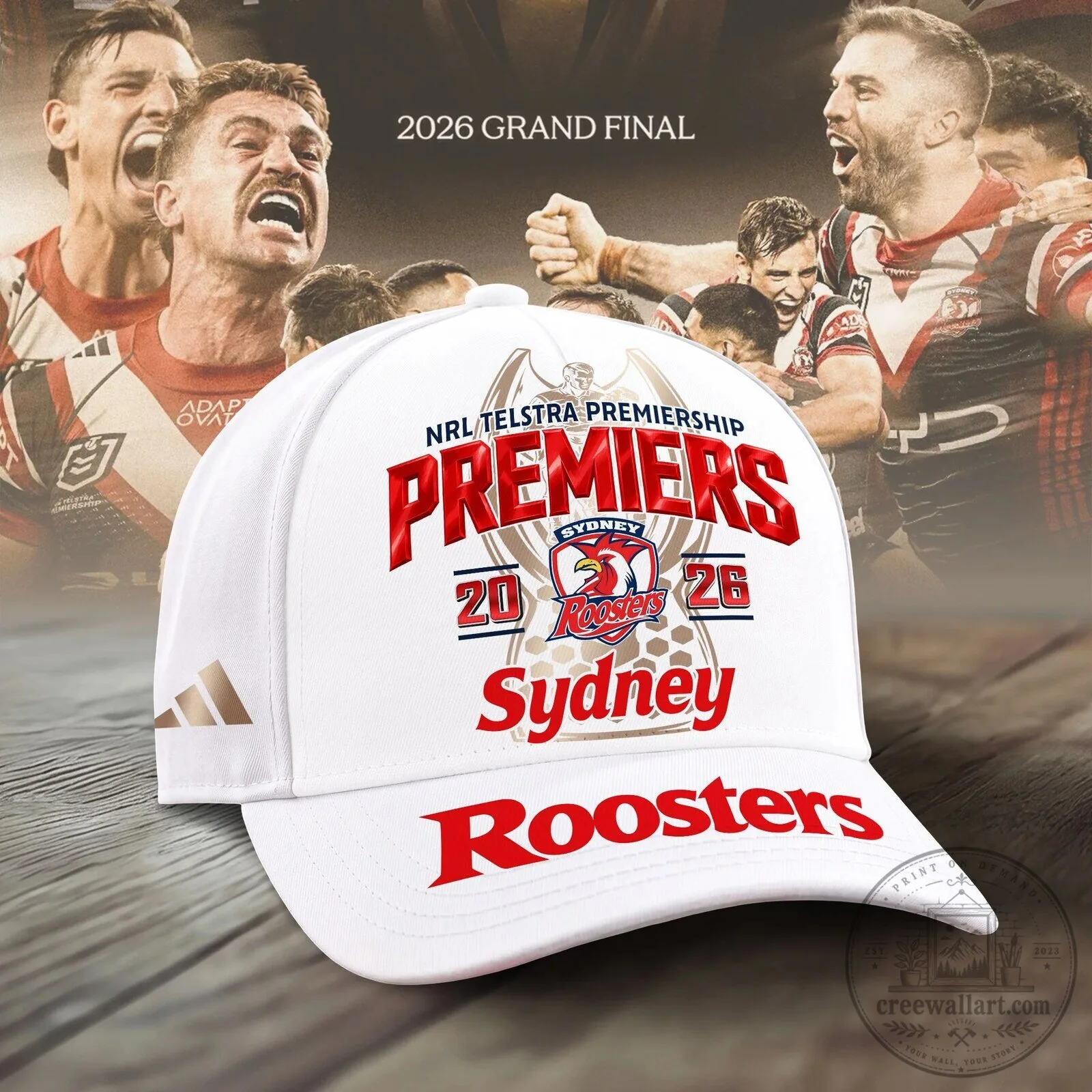 Sydney Roosters 2026 National Rugby League Premiers White Cap Hat 4 Sydney Roosters 2026 National Rugby League Premiers White Cap Hat