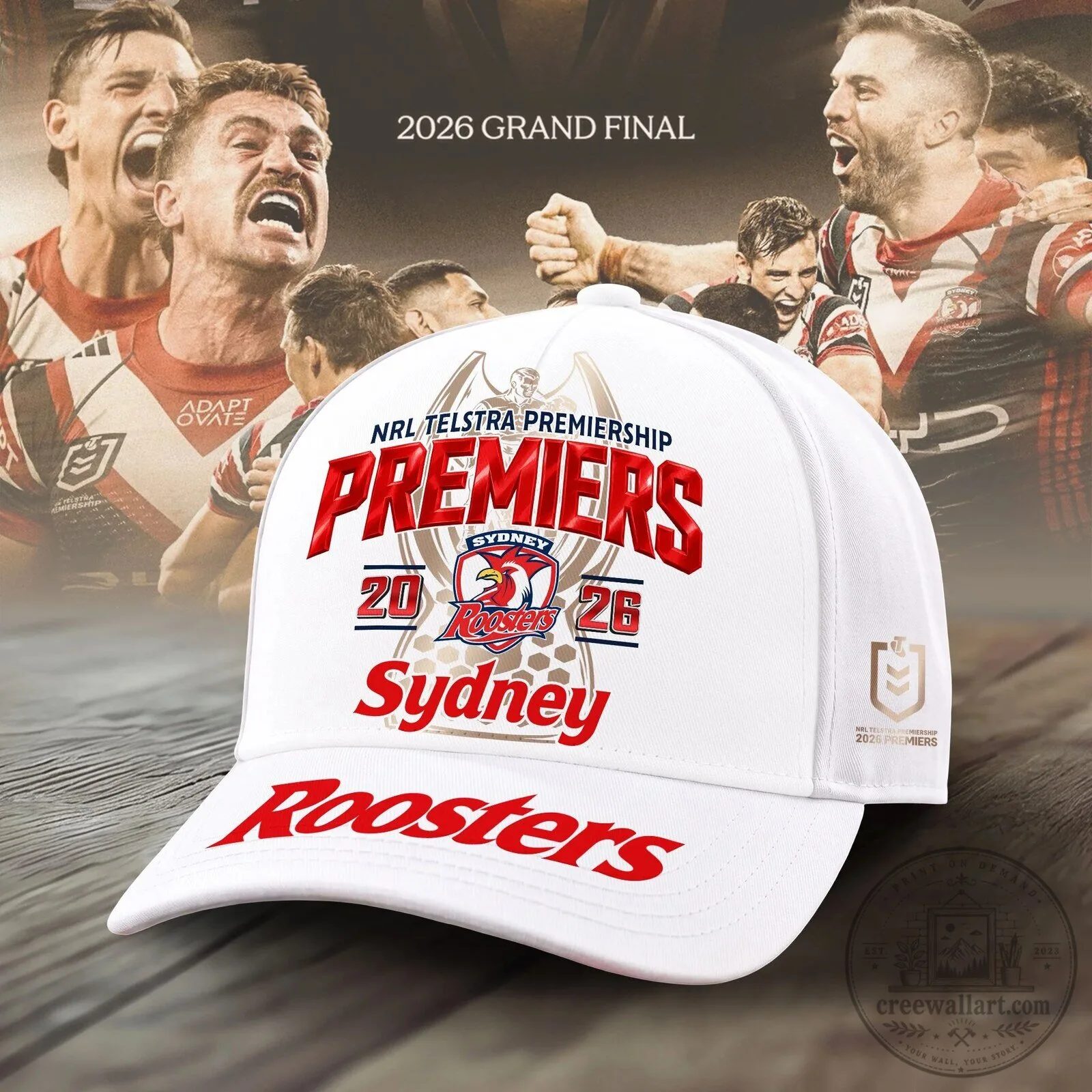 Sydney Roosters 2026 National Rugby League Premiers White Cap Hat 5 Sydney Roosters 2026 National Rugby League Premiers White Cap Hat