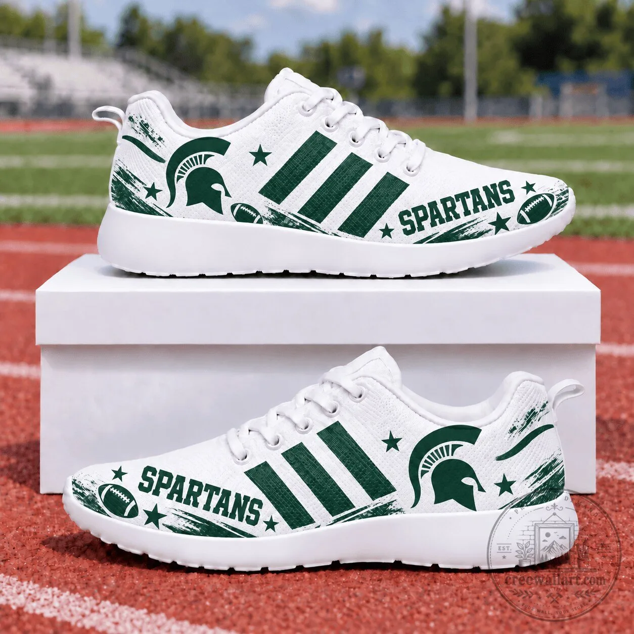 Michigan State Spartans Football Team White Athletic Running Shoes
