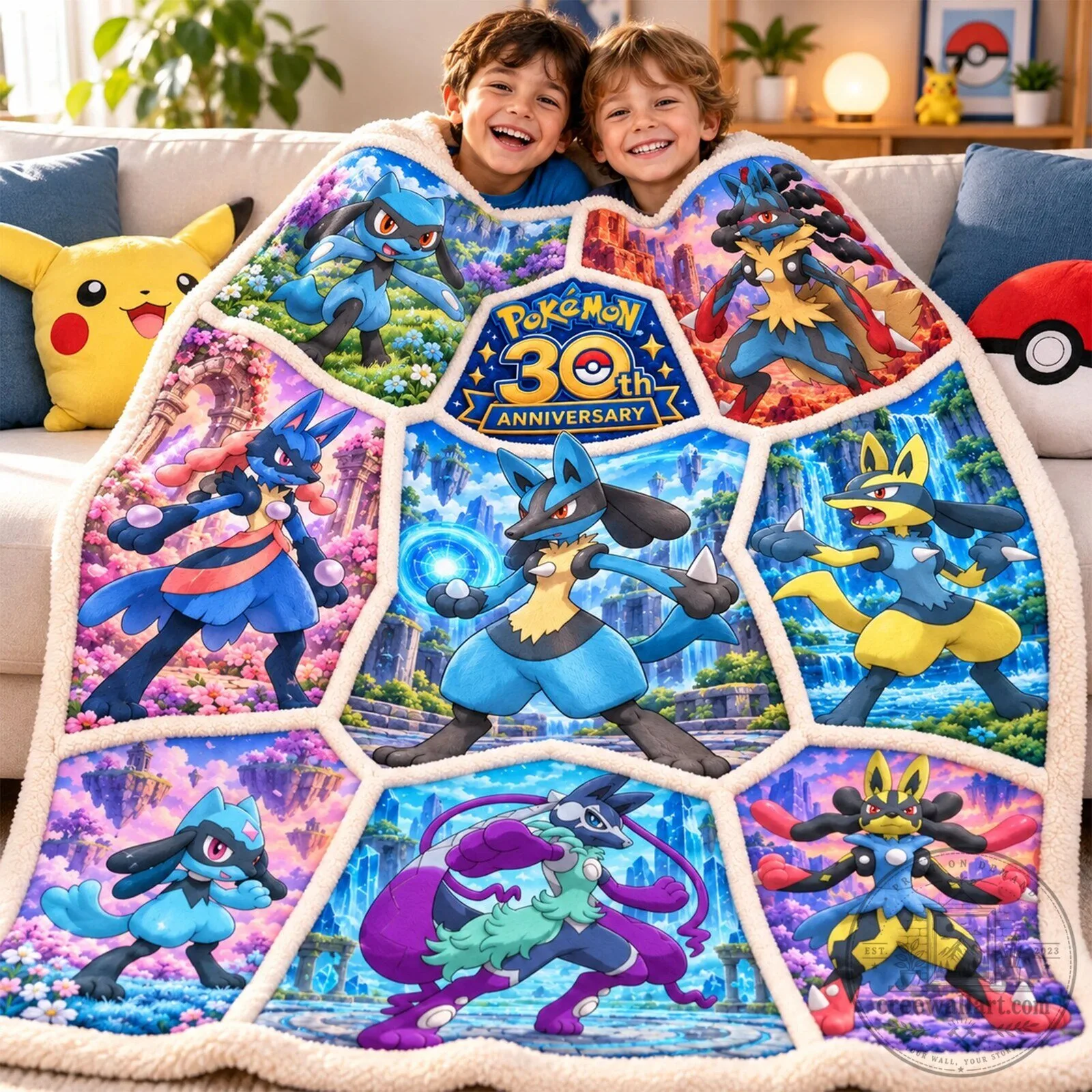 Pokemon 30th Anniversary Eevee Evolution Sherpa Fleece Blanket 7 Pokemon 30th Anniversary Eevee Evolution Sherpa Fleece Blanket