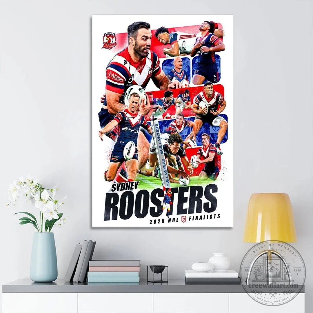 Sydney Roosters 2026 NRL Finalists Rugby League Team Canvas Wall Art Decor