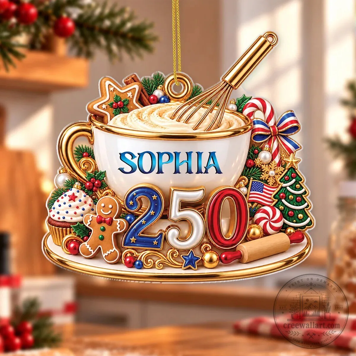 Personalized Baking Theme 250th Anniversary Christmas Tree Ornament