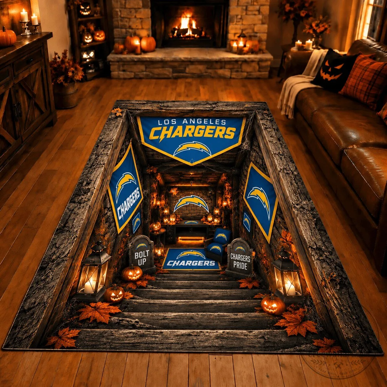 Los Angeles Chargers NFL Football Team Fan Cave Area Rug